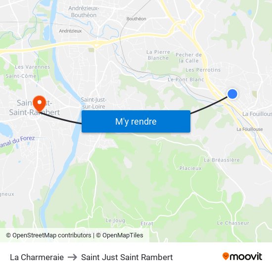 La Charmeraie to Saint Just Saint Rambert map