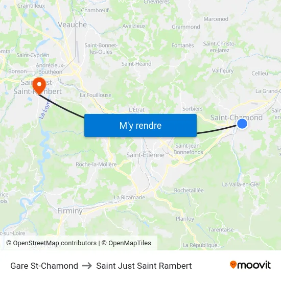 Gare St-Chamond to Saint Just Saint Rambert map