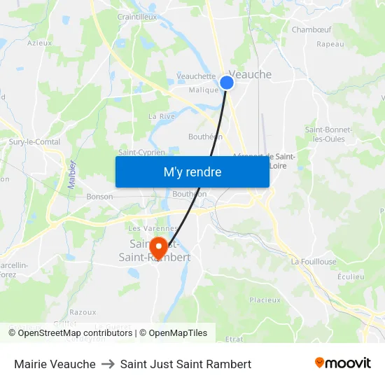 Mairie Veauche to Saint Just Saint Rambert map