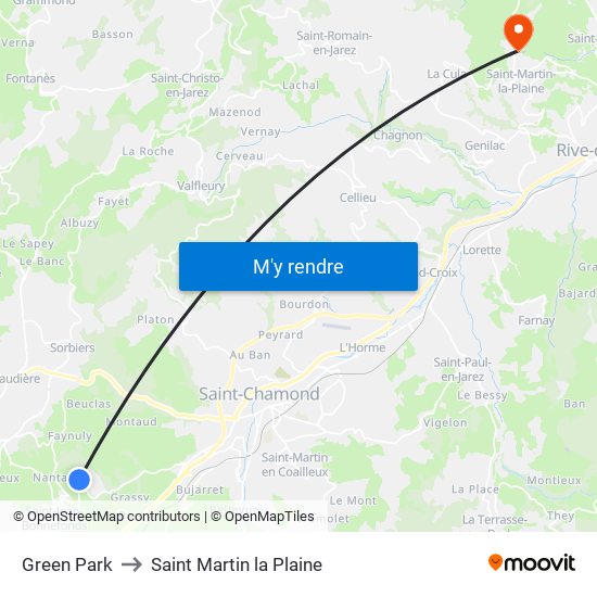 Green Park to Saint Martin la Plaine map