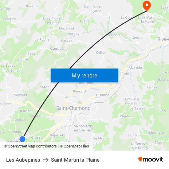 Les Aubepines to Saint Martin la Plaine map