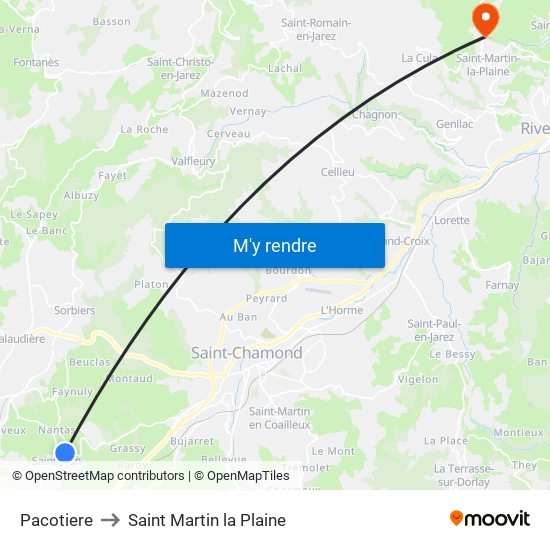 Pacotiere to Saint Martin la Plaine map