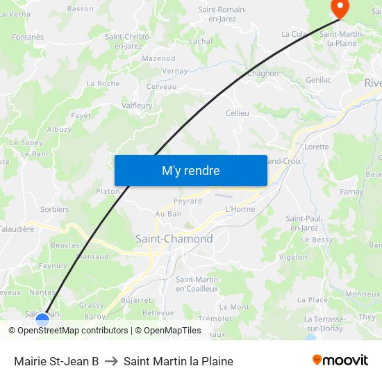 Mairie St-Jean B to Saint Martin la Plaine map