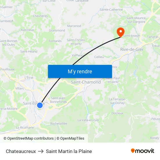 Chateaucreux to Saint Martin la Plaine map