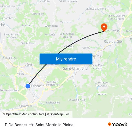 P. De Besset to Saint Martin la Plaine map