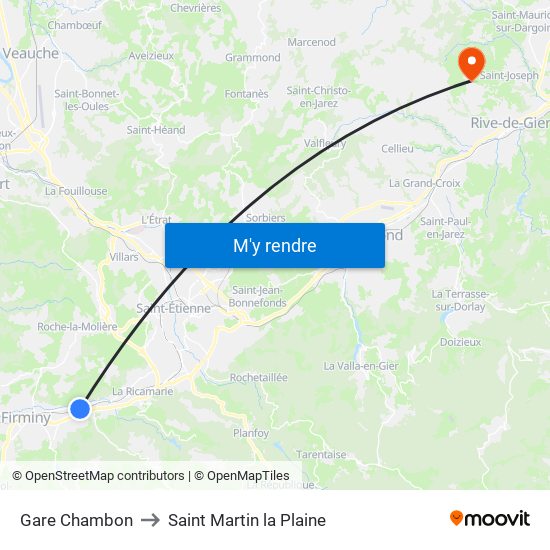 Gare Chambon to Saint Martin la Plaine map