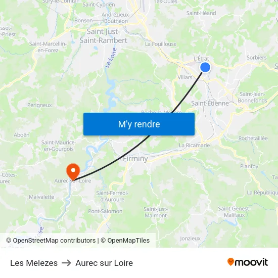 Les Melezes to Aurec sur Loire map