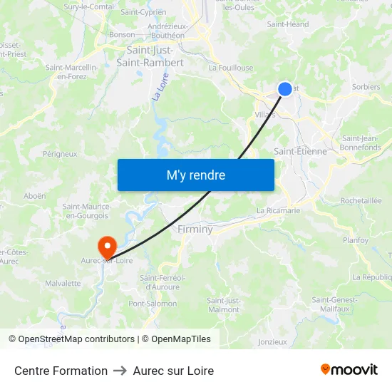 Centre Formation to Aurec sur Loire map