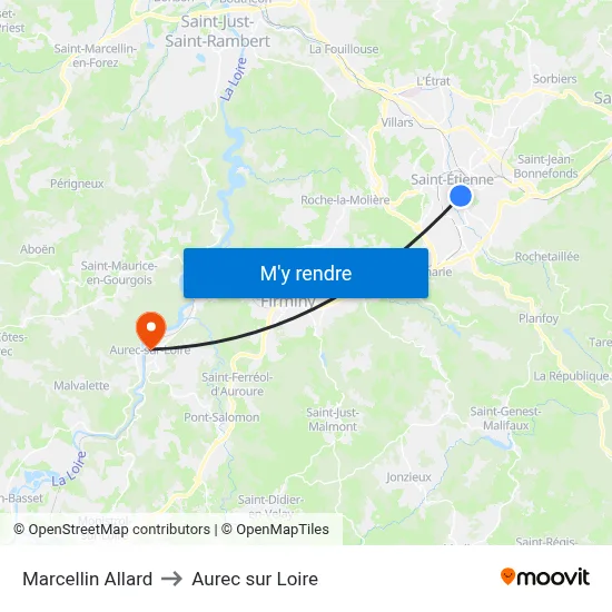 Marcellin Allard to Aurec sur Loire map
