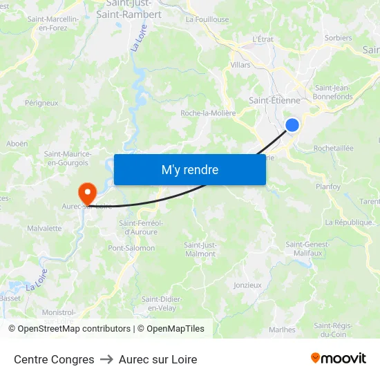 Centre Congres to Aurec sur Loire map