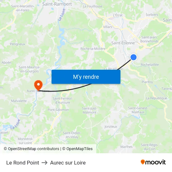 Le Rond Point to Aurec sur Loire map
