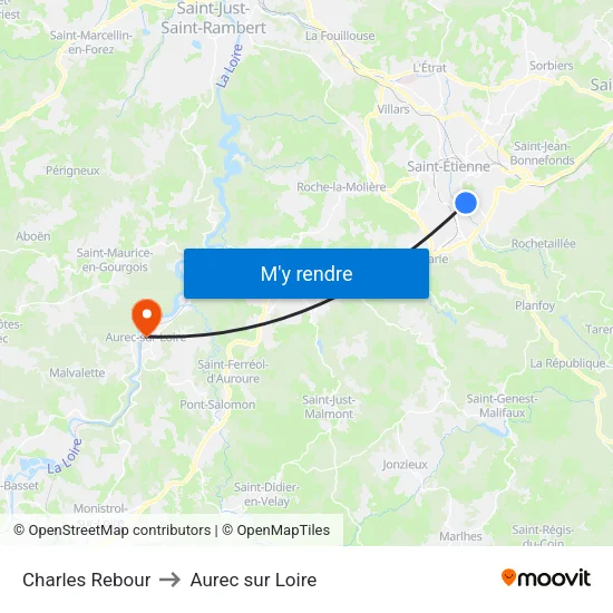 Charles Rebour to Aurec sur Loire map