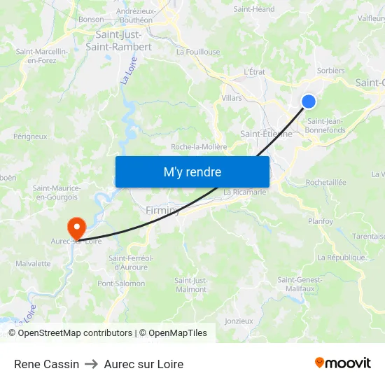 Rene Cassin to Aurec sur Loire map