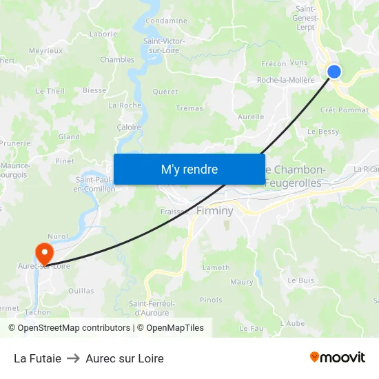 La Futaie to Aurec sur Loire map