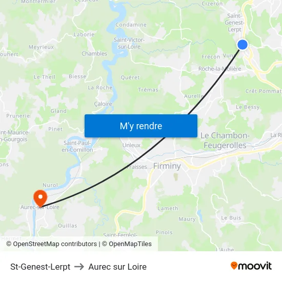 St-Genest-Lerpt to Aurec sur Loire map