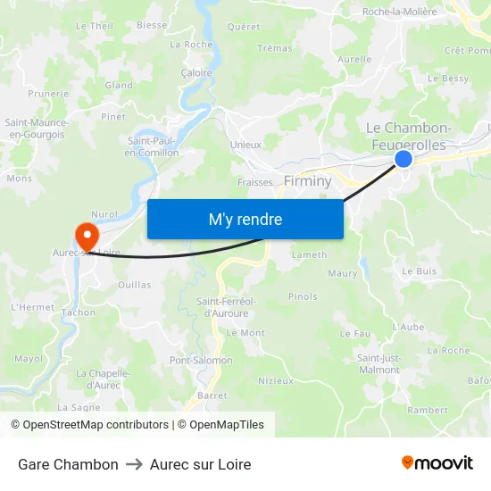 Gare Chambon to Aurec sur Loire map