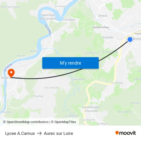 Lycee A.Camus to Aurec sur Loire map