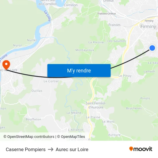 Caserne Pompiers to Aurec sur Loire map