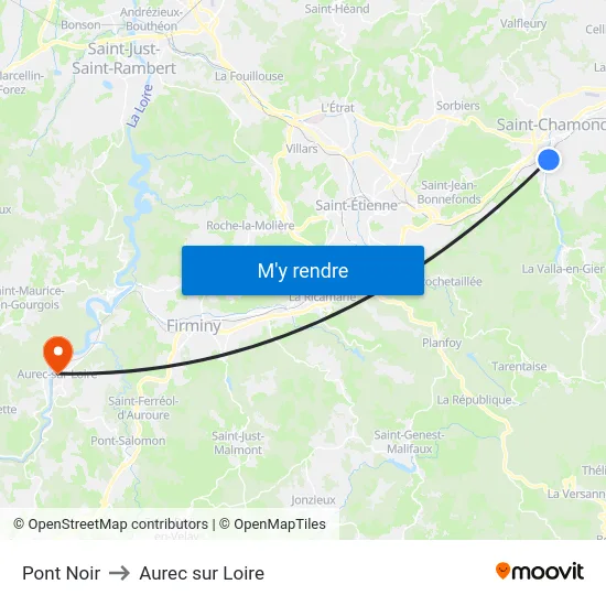 Pont Noir to Aurec sur Loire map