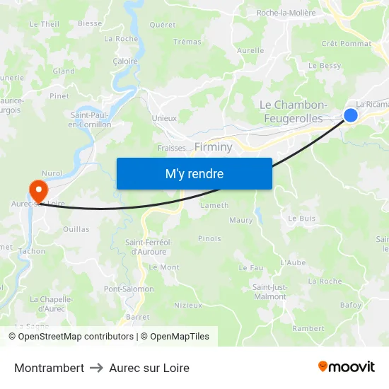 Montrambert to Aurec sur Loire map