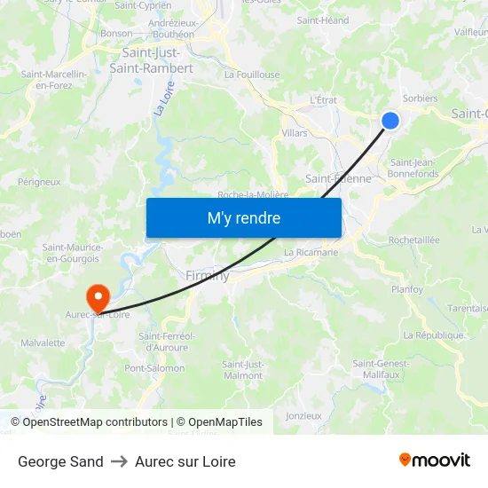 George Sand to Aurec sur Loire map