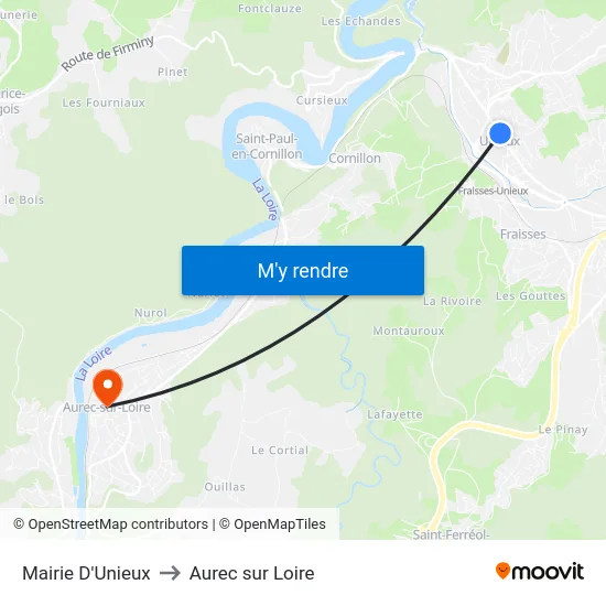 Mairie D'Unieux to Aurec sur Loire map