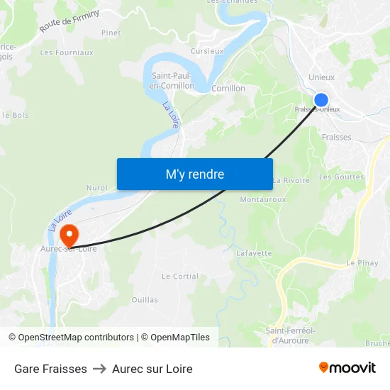 Gare Fraisses to Aurec sur Loire map