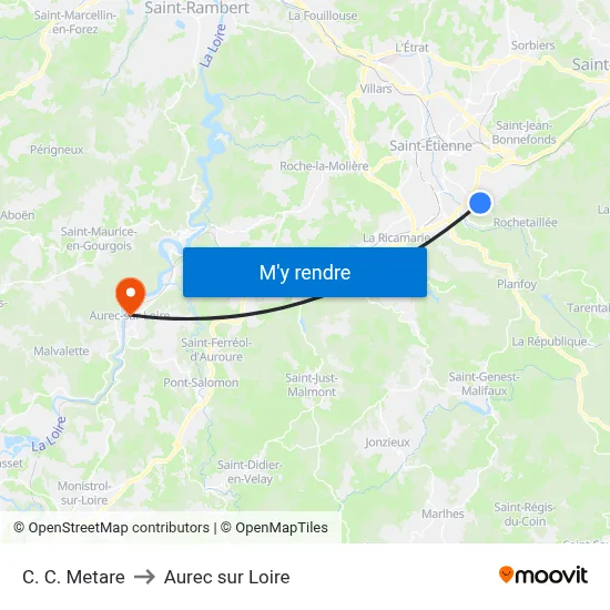 C. C. Metare to Aurec sur Loire map