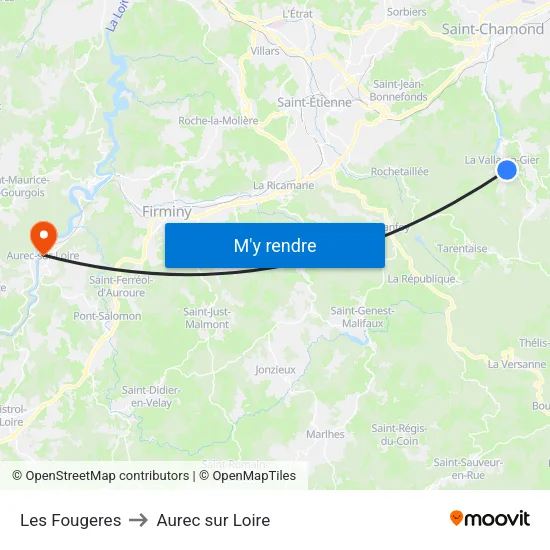 Les Fougeres to Aurec sur Loire map