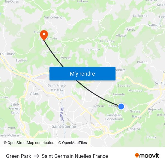 Green Park to Saint Germain Nuelles France map