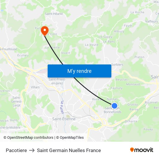 Pacotiere to Saint Germain Nuelles France map