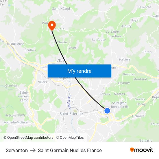 Servanton to Saint Germain Nuelles France map
