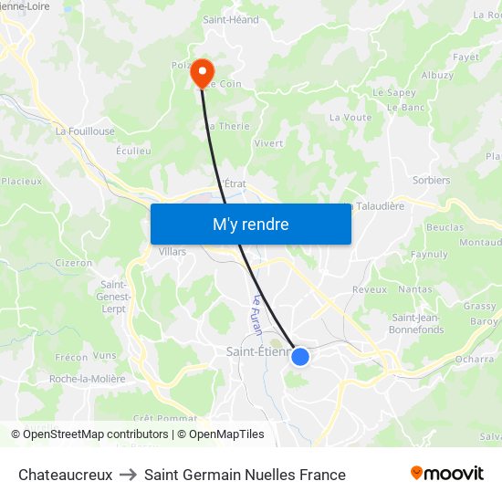 Chateaucreux to Saint Germain Nuelles France map