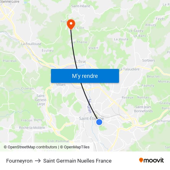 Fourneyron to Saint Germain Nuelles France map