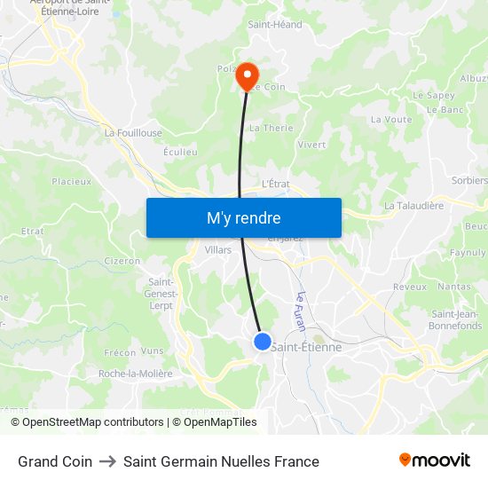 Grand Coin to Saint Germain Nuelles France map