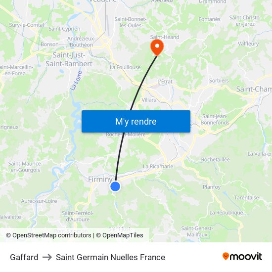 Gaffard to Saint Germain Nuelles France map