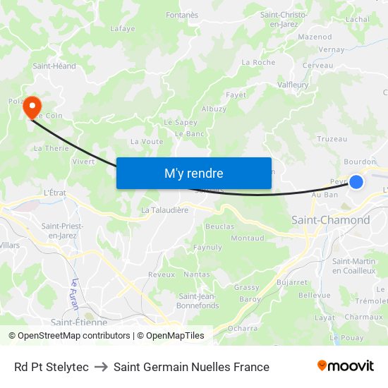 Rd Pt Stelytec to Saint Germain Nuelles France map