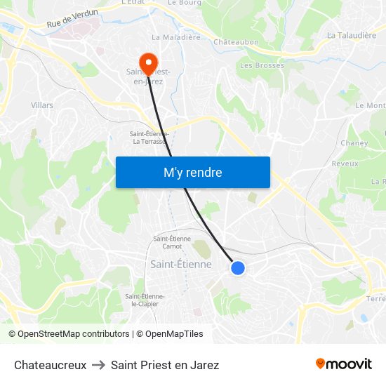 Chateaucreux to Saint Priest en Jarez map