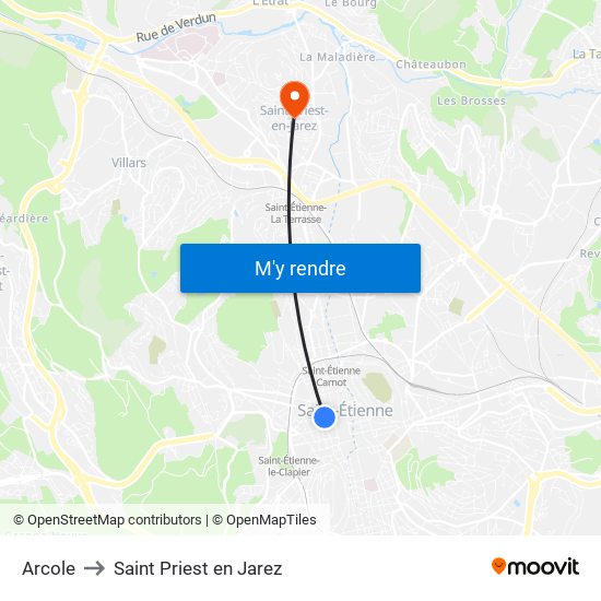 Arcole to Saint Priest en Jarez map