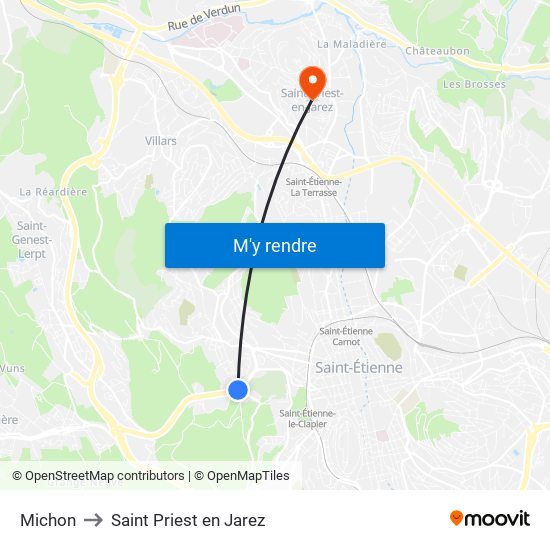 Michon to Saint Priest en Jarez map