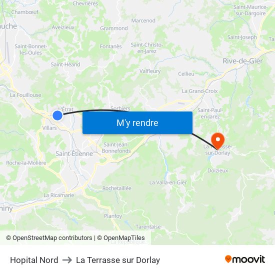 Hopital Nord to La Terrasse sur Dorlay map