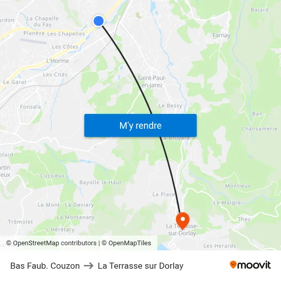 Bas Faub. Couzon to La Terrasse sur Dorlay map