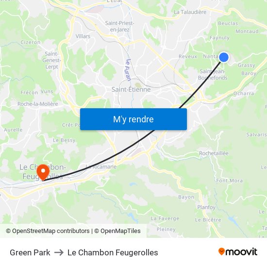 Green Park to Le Chambon Feugerolles map