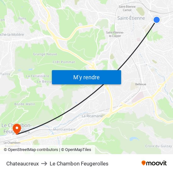 Chateaucreux to Le Chambon Feugerolles map