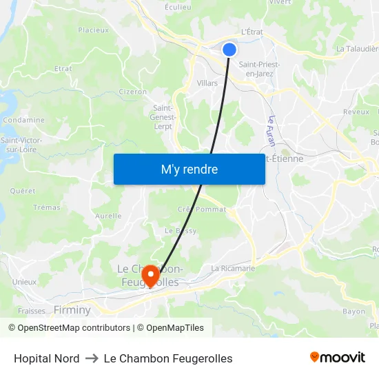 Hopital Nord to Le Chambon Feugerolles map