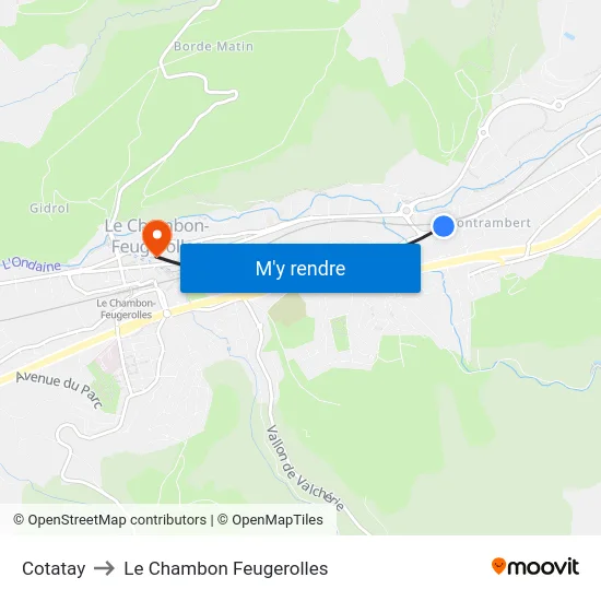 Cotatay to Le Chambon Feugerolles map