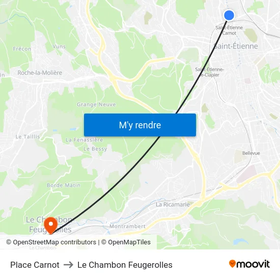Place Carnot to Le Chambon Feugerolles map