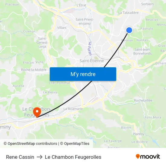 Rene Cassin to Le Chambon Feugerolles map