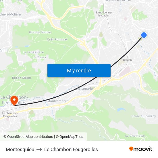 Montesquieu to Le Chambon Feugerolles map