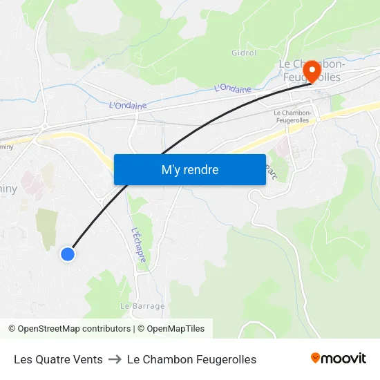 Les Quatre Vents to Le Chambon Feugerolles map